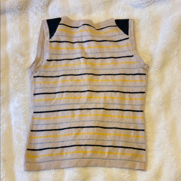 Lija Cream Lambswool-blend Golf Sweater Vest with V-neck and Striped Back | M - Picture 3 of 6